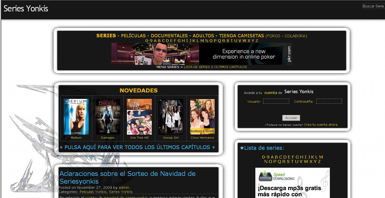 Una página web de descargas de películas y series.