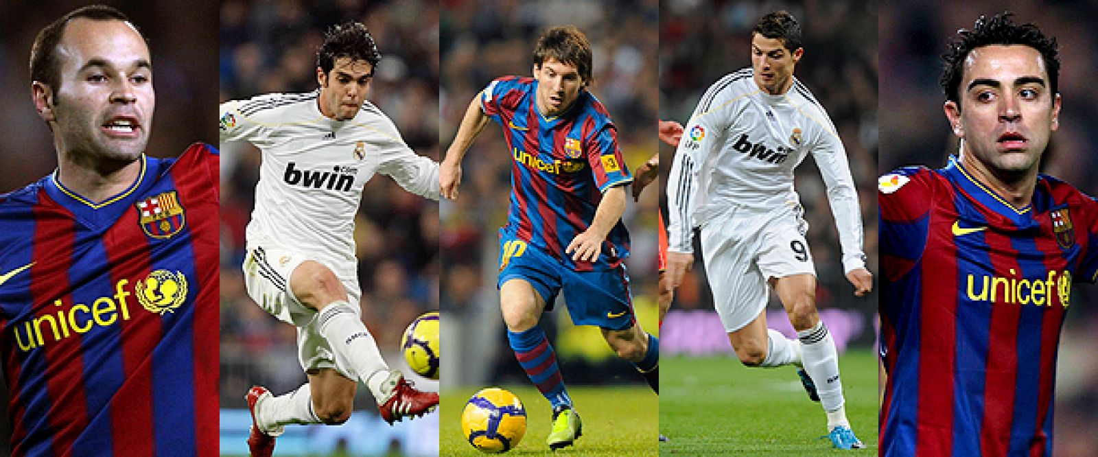 Messi, Xavi, Iniesta, Cristiano Ronaldo y Kaká, los cinco nominados al FIFA World Player.