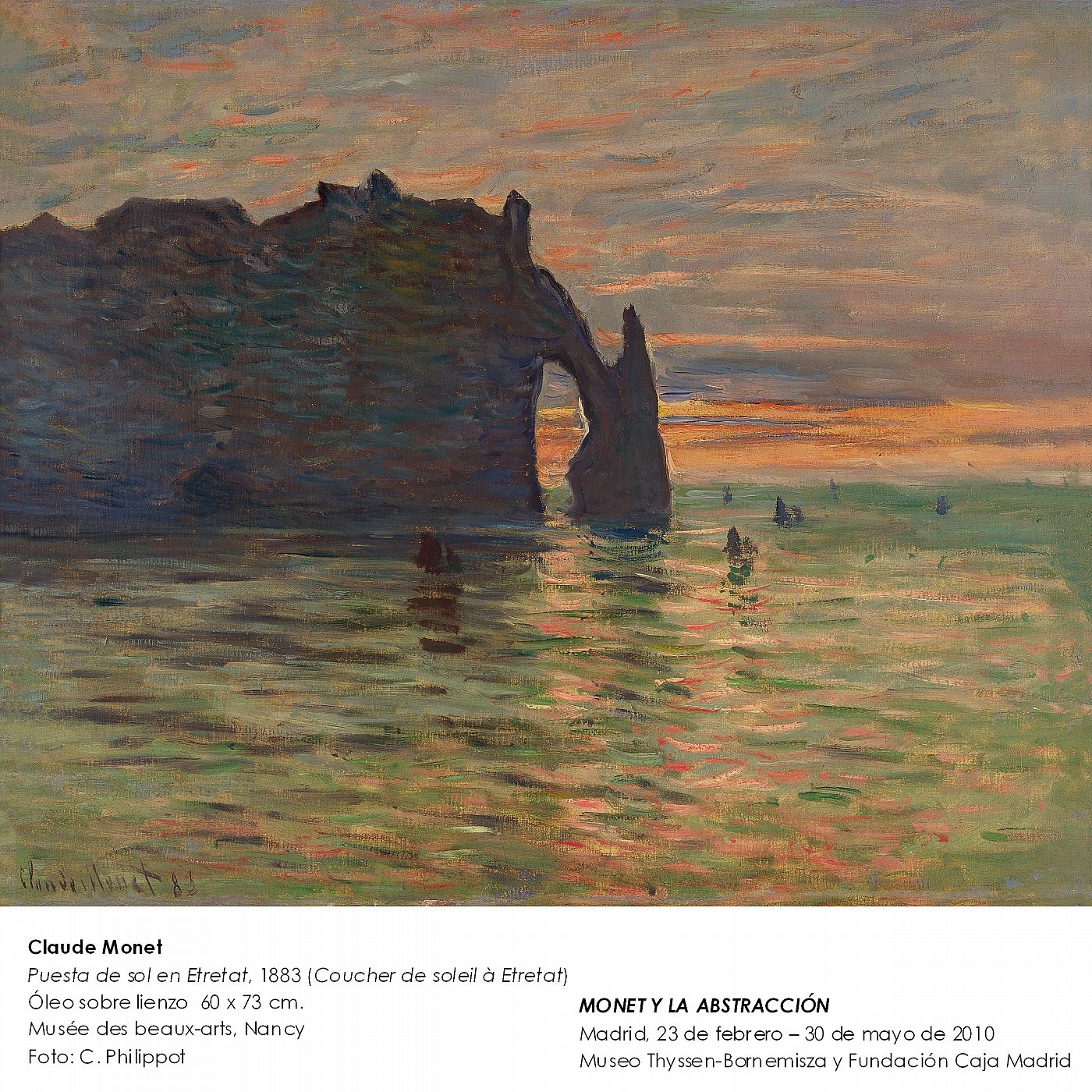 "Puesta de sol en Etretat" de Claude Monet