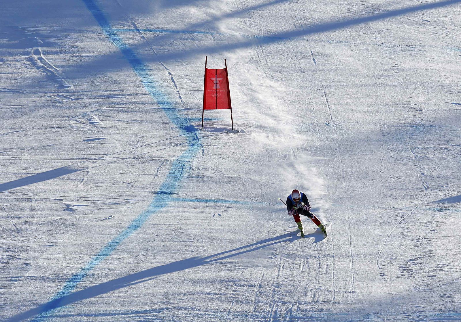Croatia's Kostelic speeds down the course during the Downhill run of the men's Alpine Skiing Super Combined event at the Vancouver 2010 Winter Olympics in Whistler