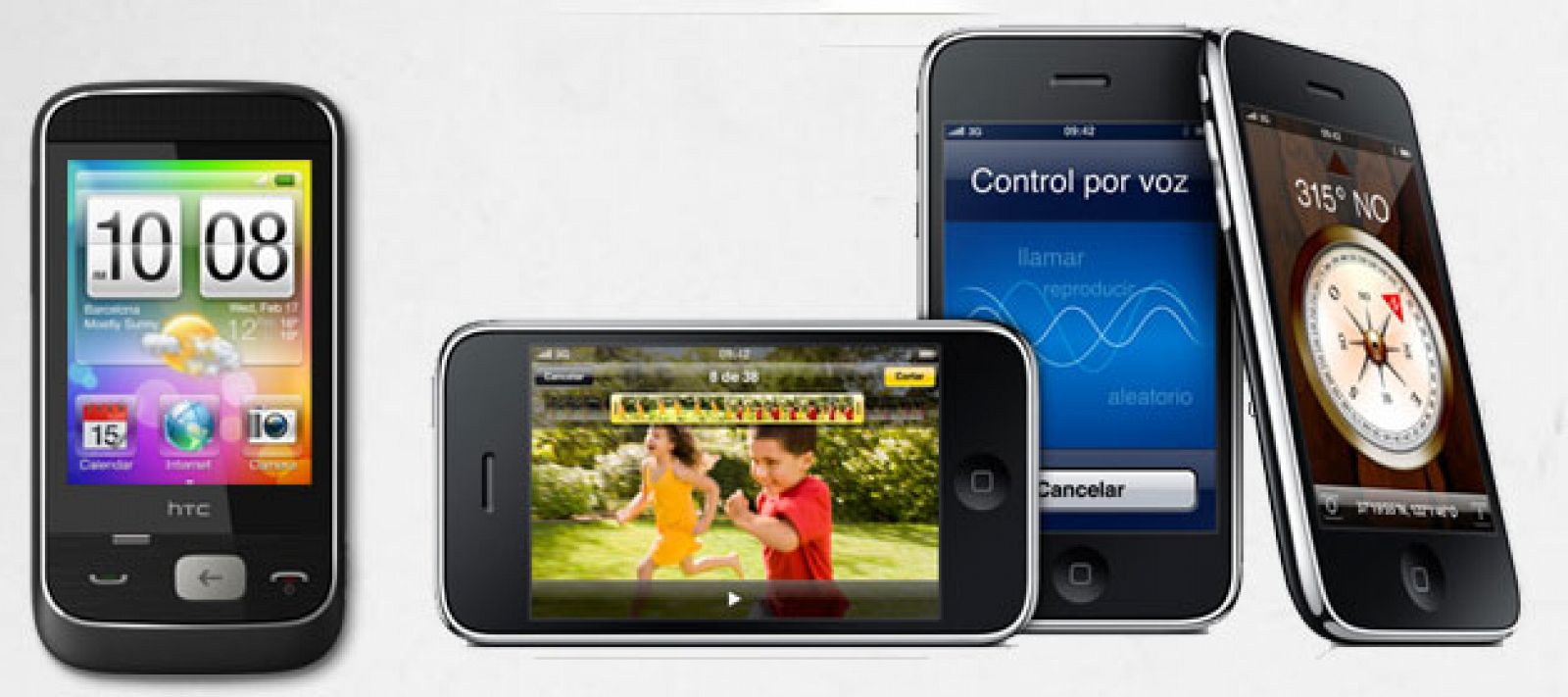 El móvil HTC con Android y el iPhone de Apple