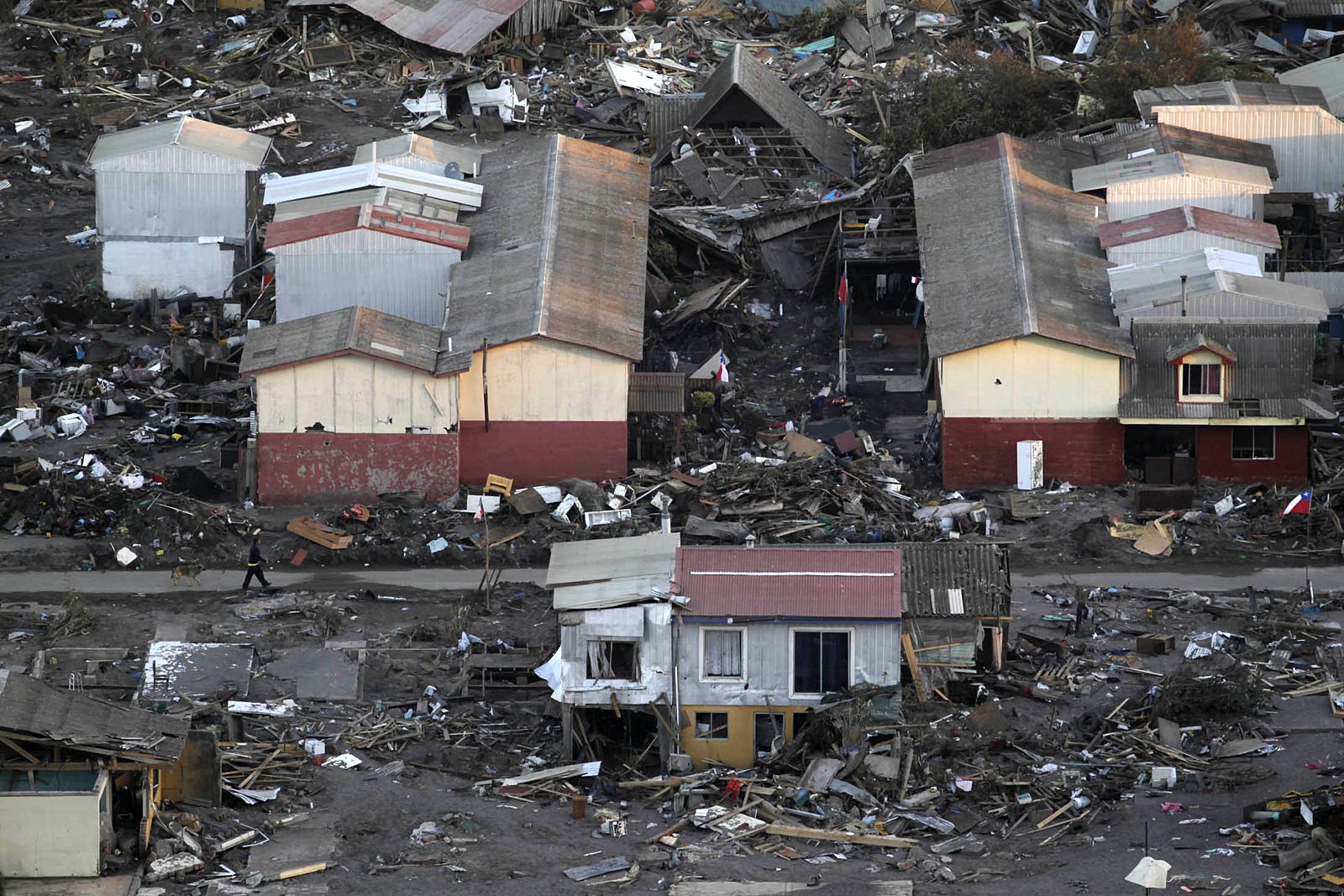 Vista aérea de la devastada ciudad de Concepción en Chile.