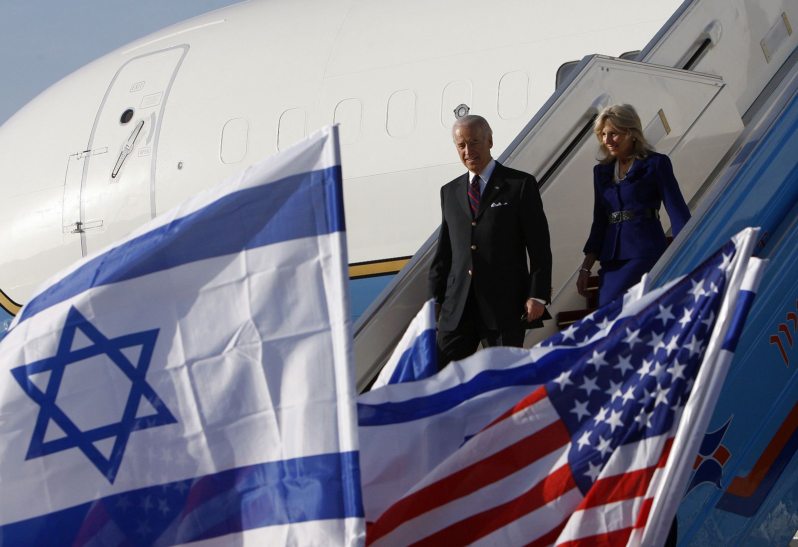 Biden, a su llegada al aeropuerto Ben Gurion de Tel Aviv.