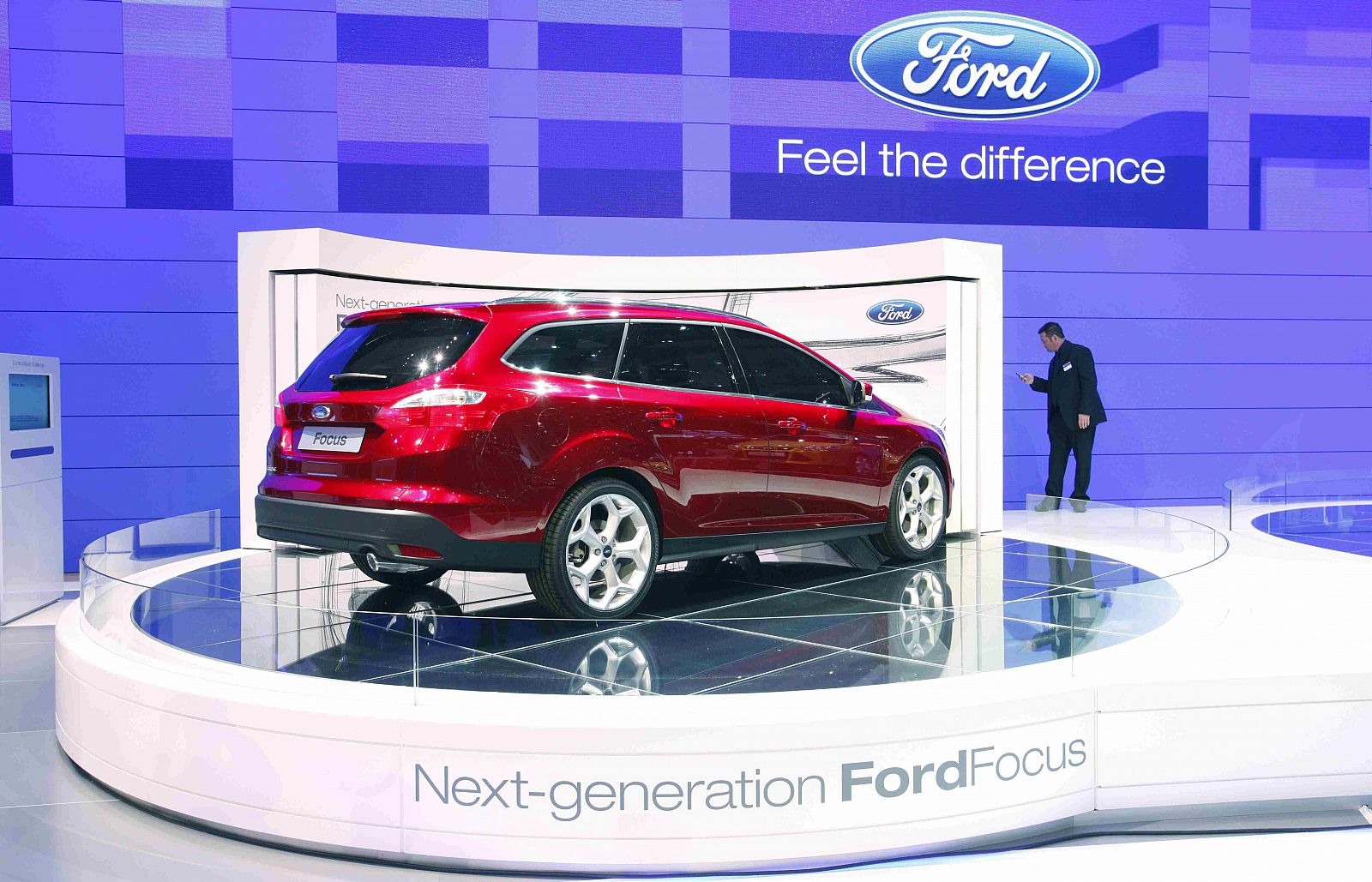 The new Ford Focus car is displayed on the exhibition stand of Ford during the 80th Geneva Car Show