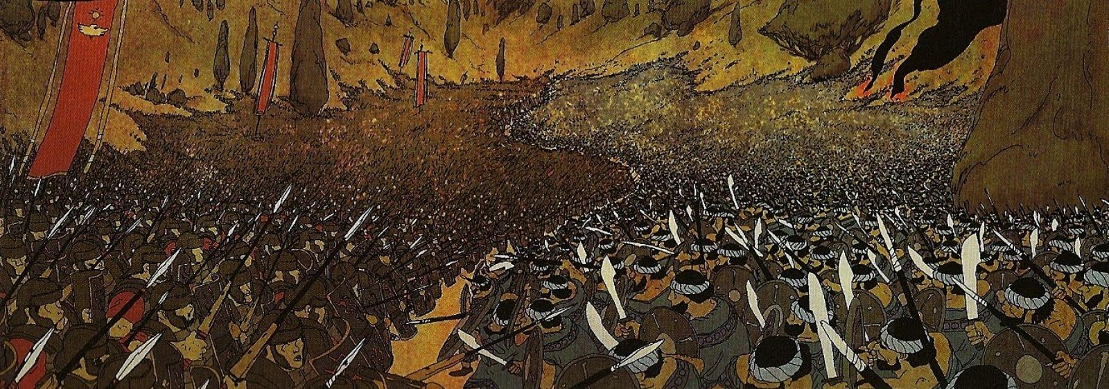 La espectacular batalla con la que comienza 'Por el Imperio' Guión y dibujos de Morwan y Vivès