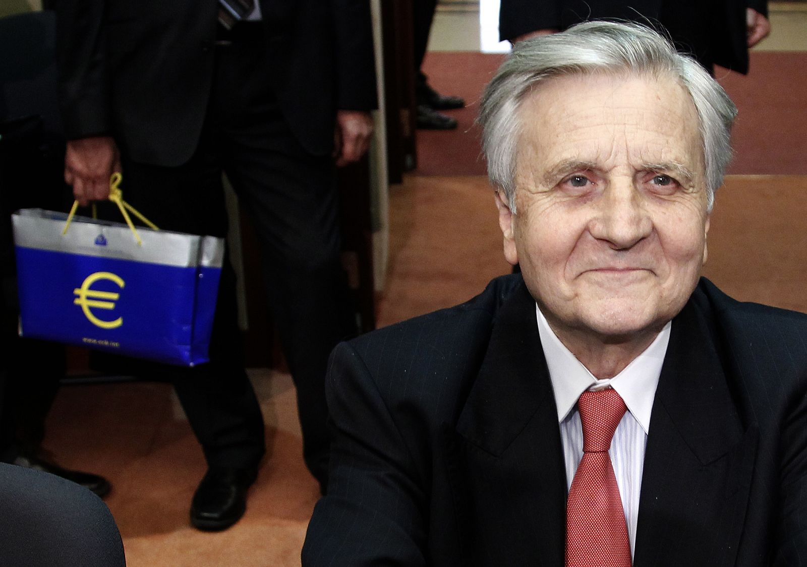 ECB President Trichet looks on at the start of an eurozone finance ministers meeting in Brussels
