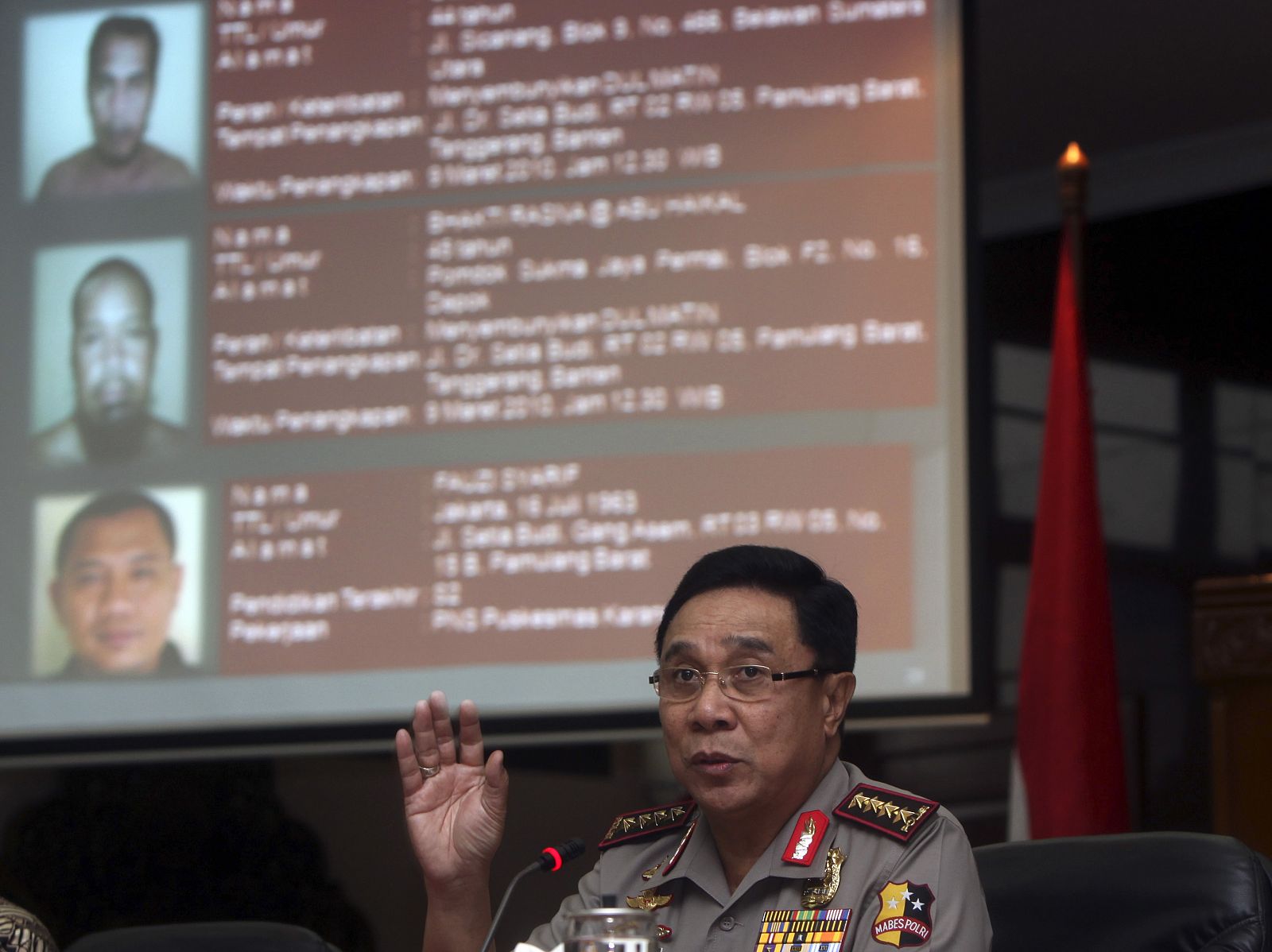 El jefe de la policía de Indonesia durante la rueda de prensa
