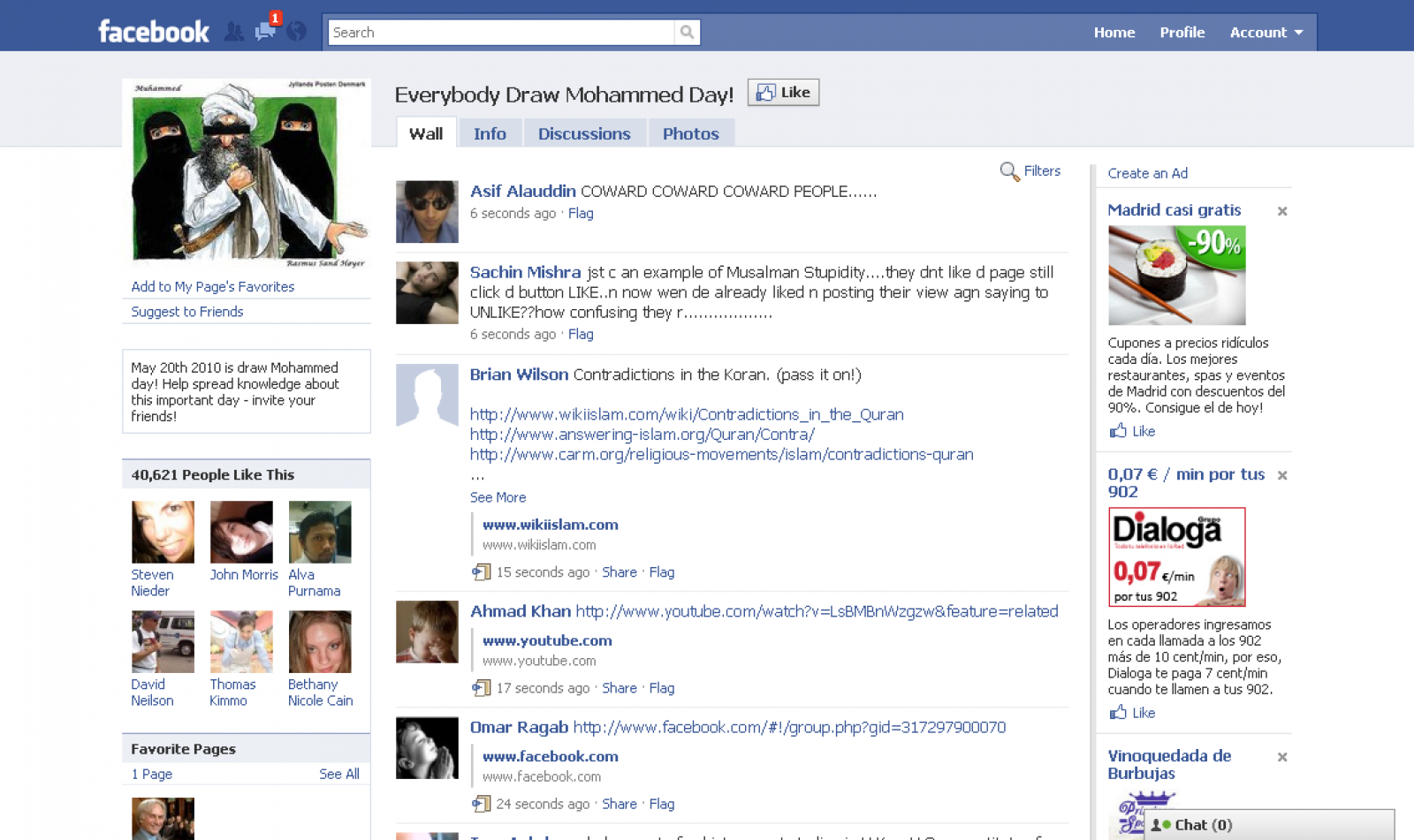 La página de Facebook que invita a dibujar a Mahoma tiene más de 40.000 seguidores.