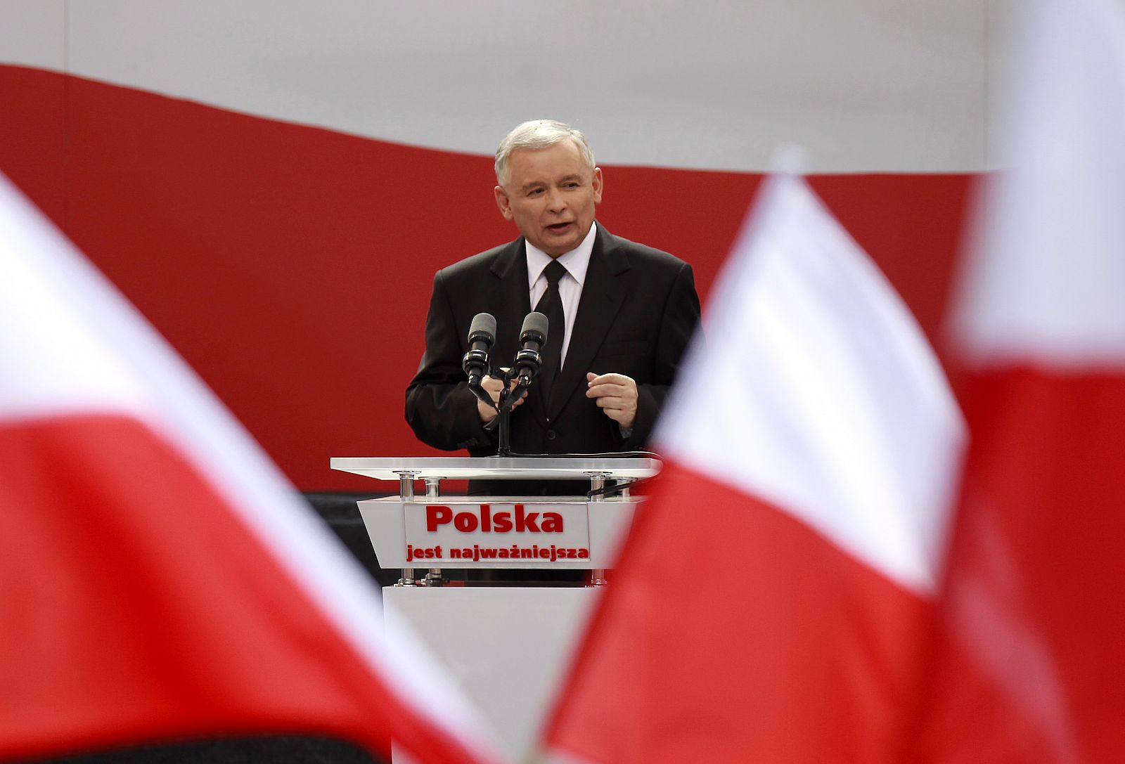 Jaroslaw Kaczynski, durante un acto público