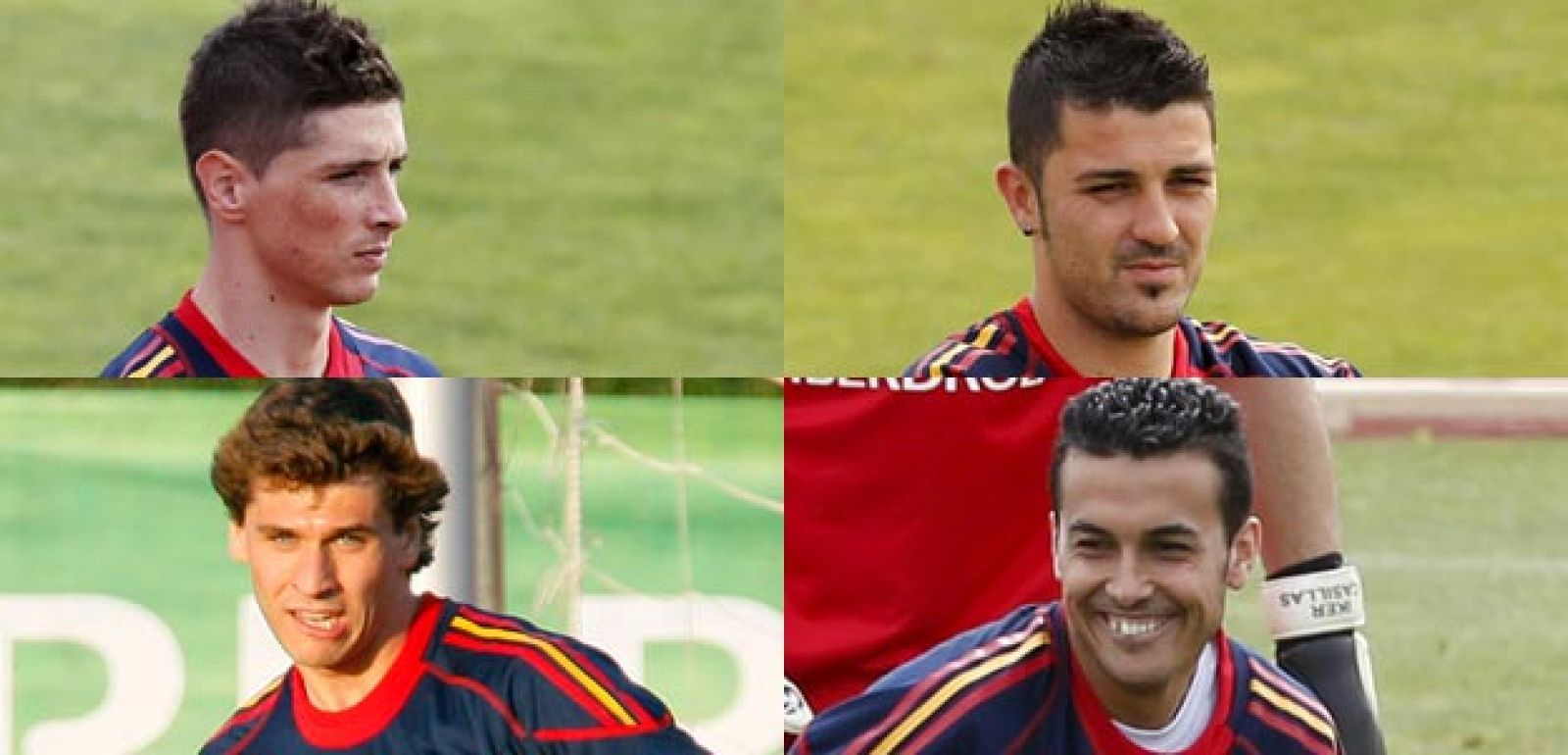 Torres, Villa, Llorente y Pedrito, los cuatro delanteros de la selección española.