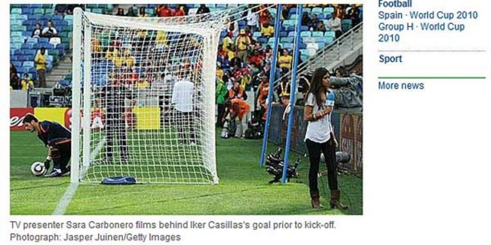 Fotografía que publica The Guardian sobre la culpabilidad de la reportera de Telecinco en la derrota española.