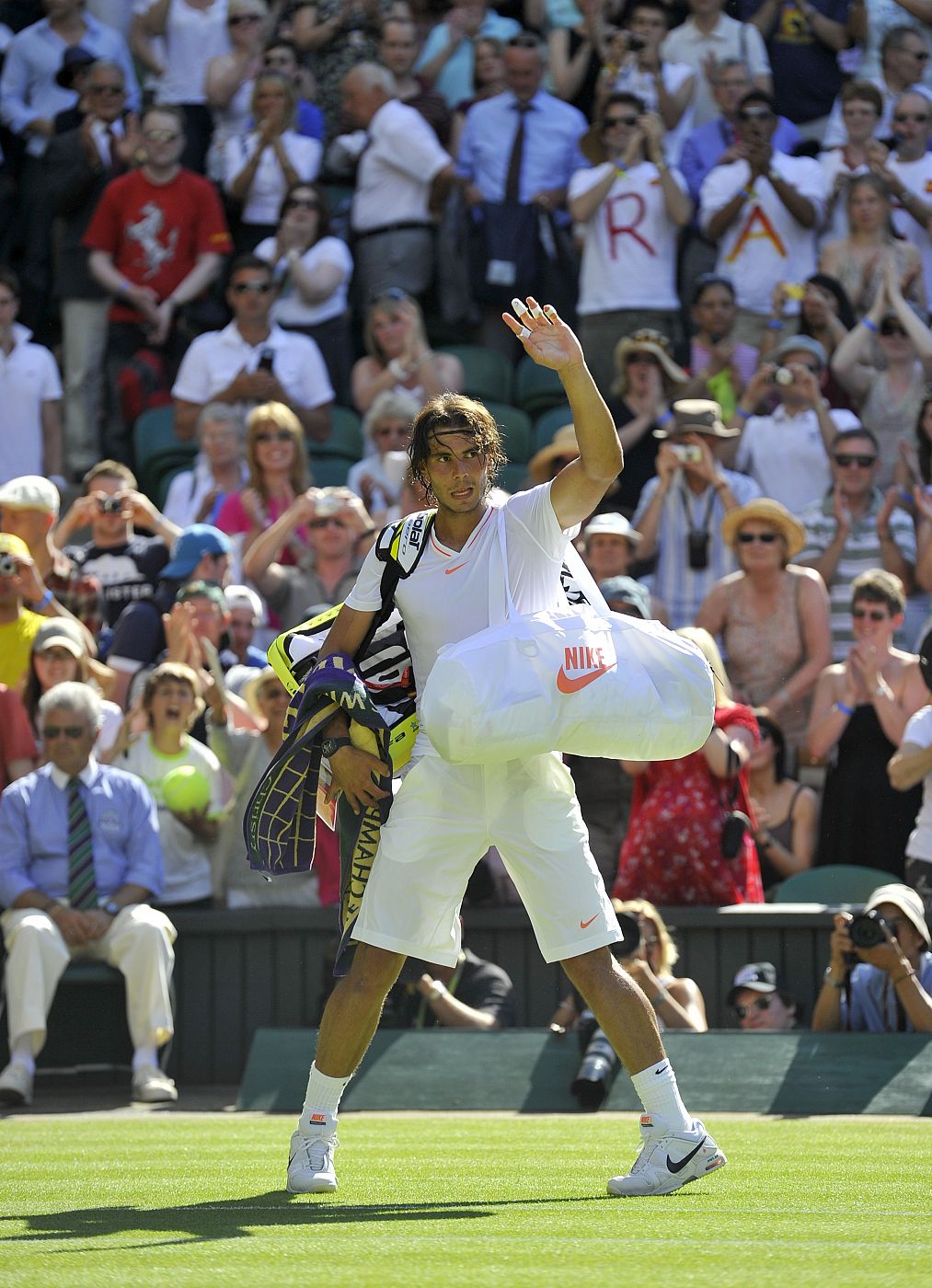 Rafa Nadal tras derrotar al japonés Nishikori en la primera ronda de Wimbledon