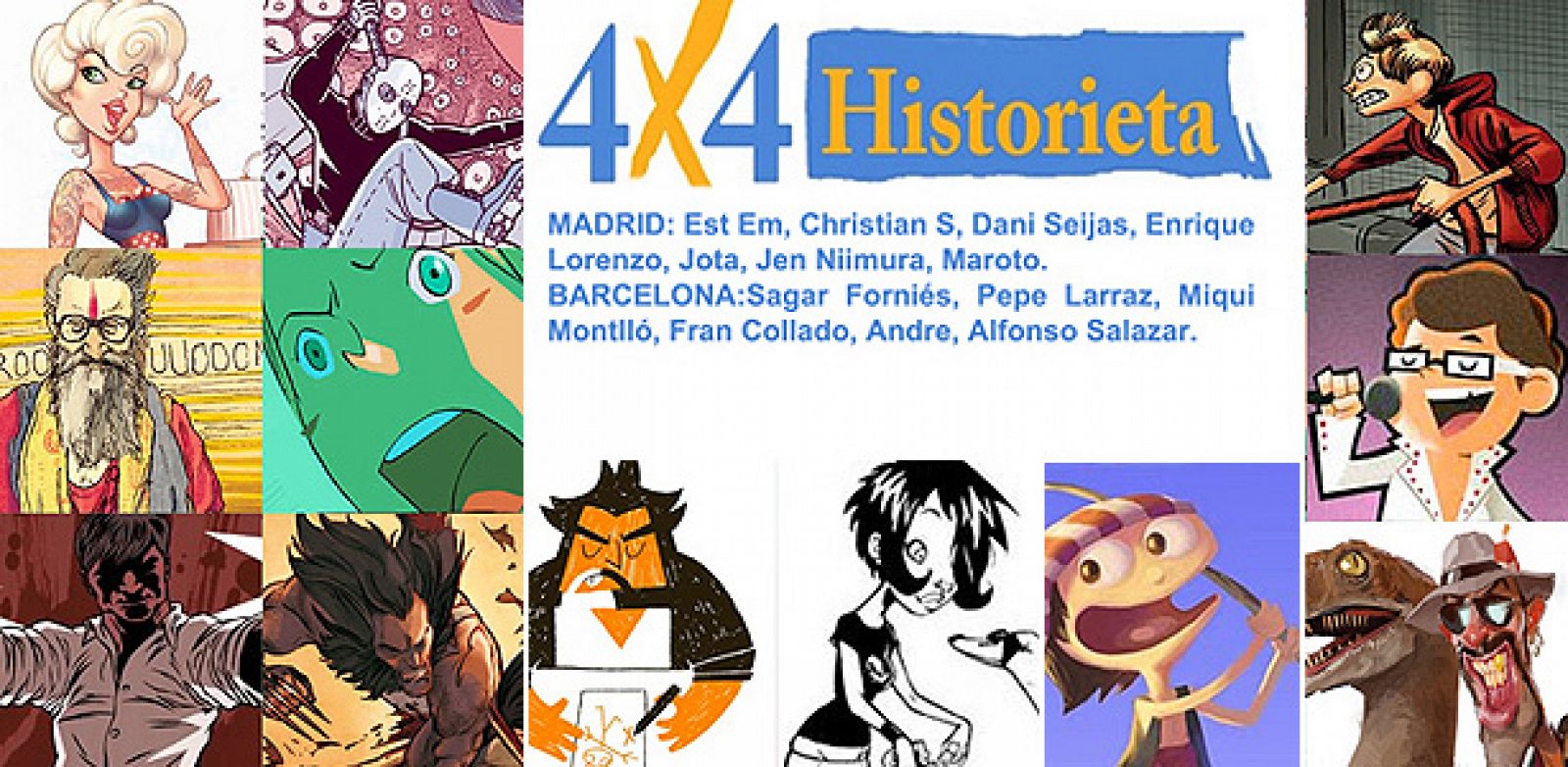 4x4 historieta, 14 dibujantes realizan 14 cómics de 4 páginas en 4 horas