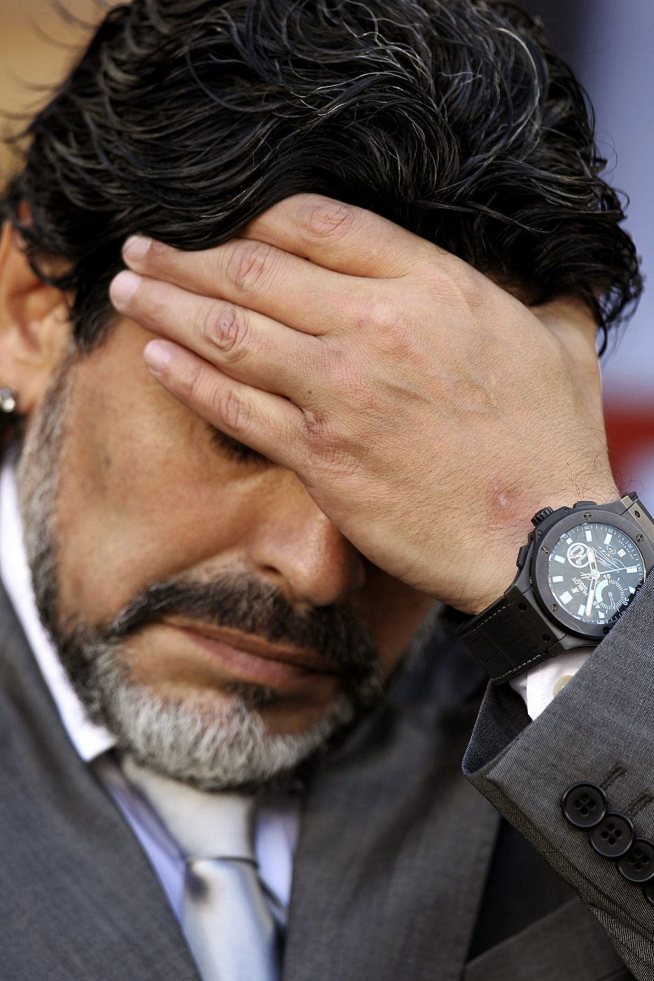 El seleccionador argentino, Diego Armando Maradona, tras caer eliminado del Mundial ante Alemania.
