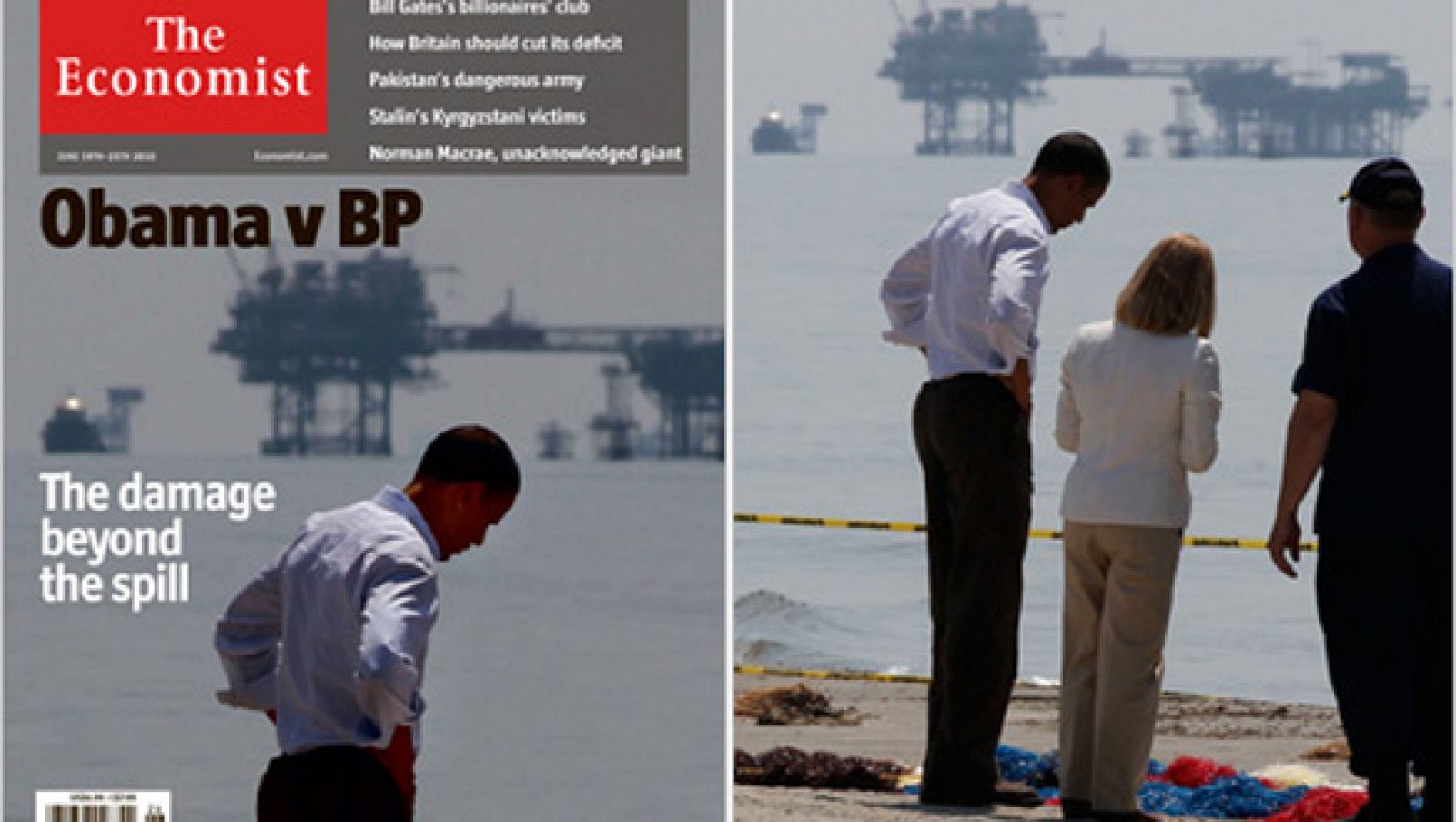 A la izquierda, la portada de The Economist, a la derecha, la original de Reuters