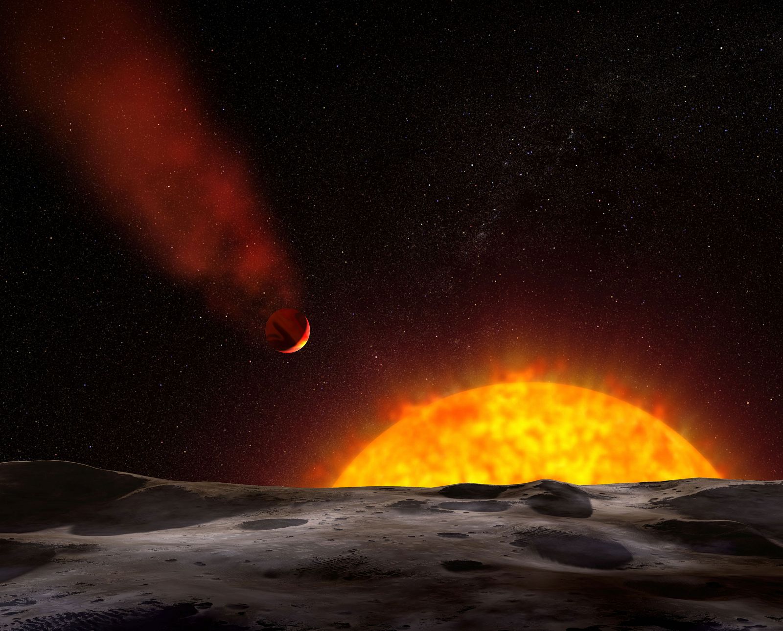 El HD 209458b, un planeta supercaliente bautizado como el planeta cometario.