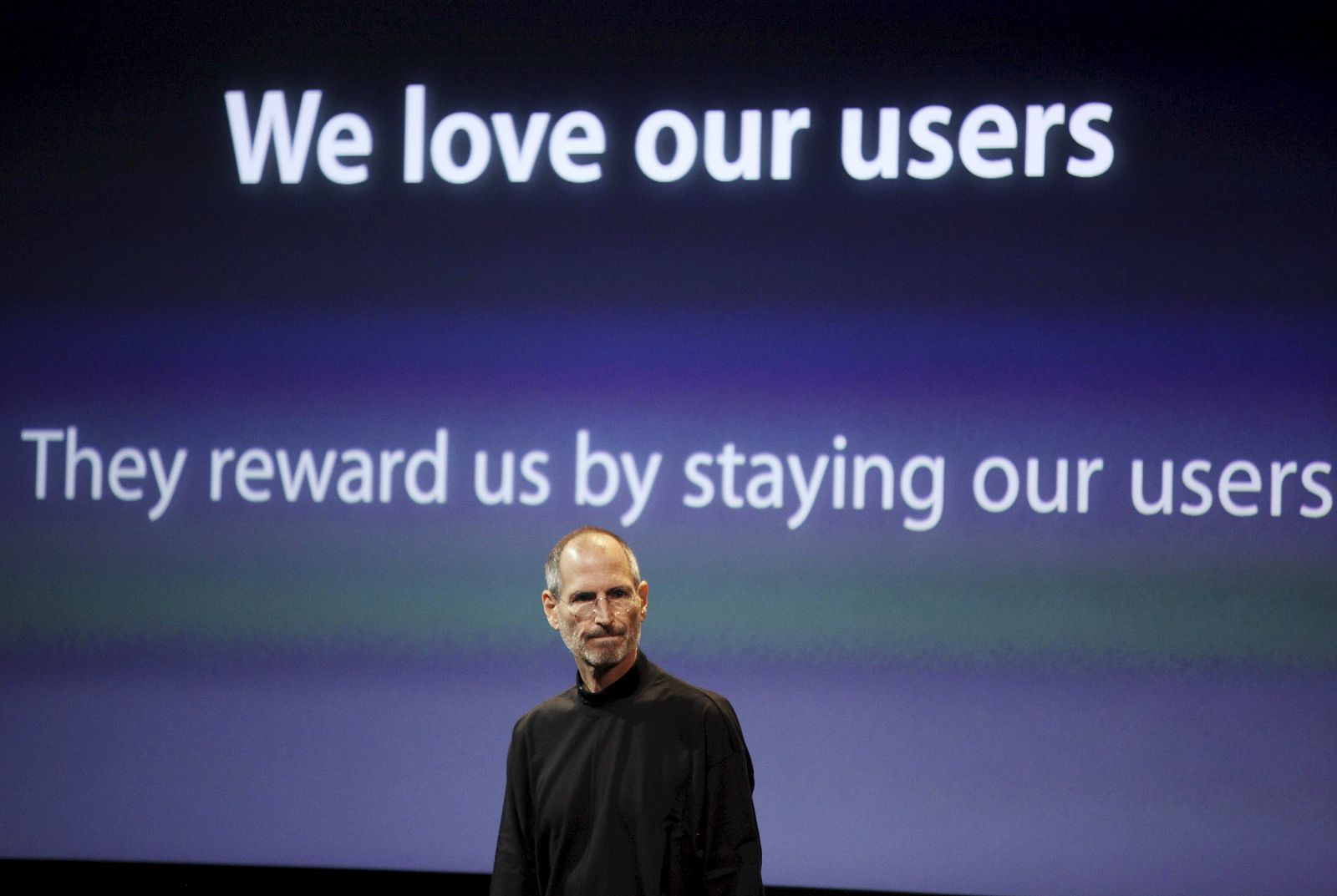 Jobs, durante su conferencia en la sede de Apple, en California.