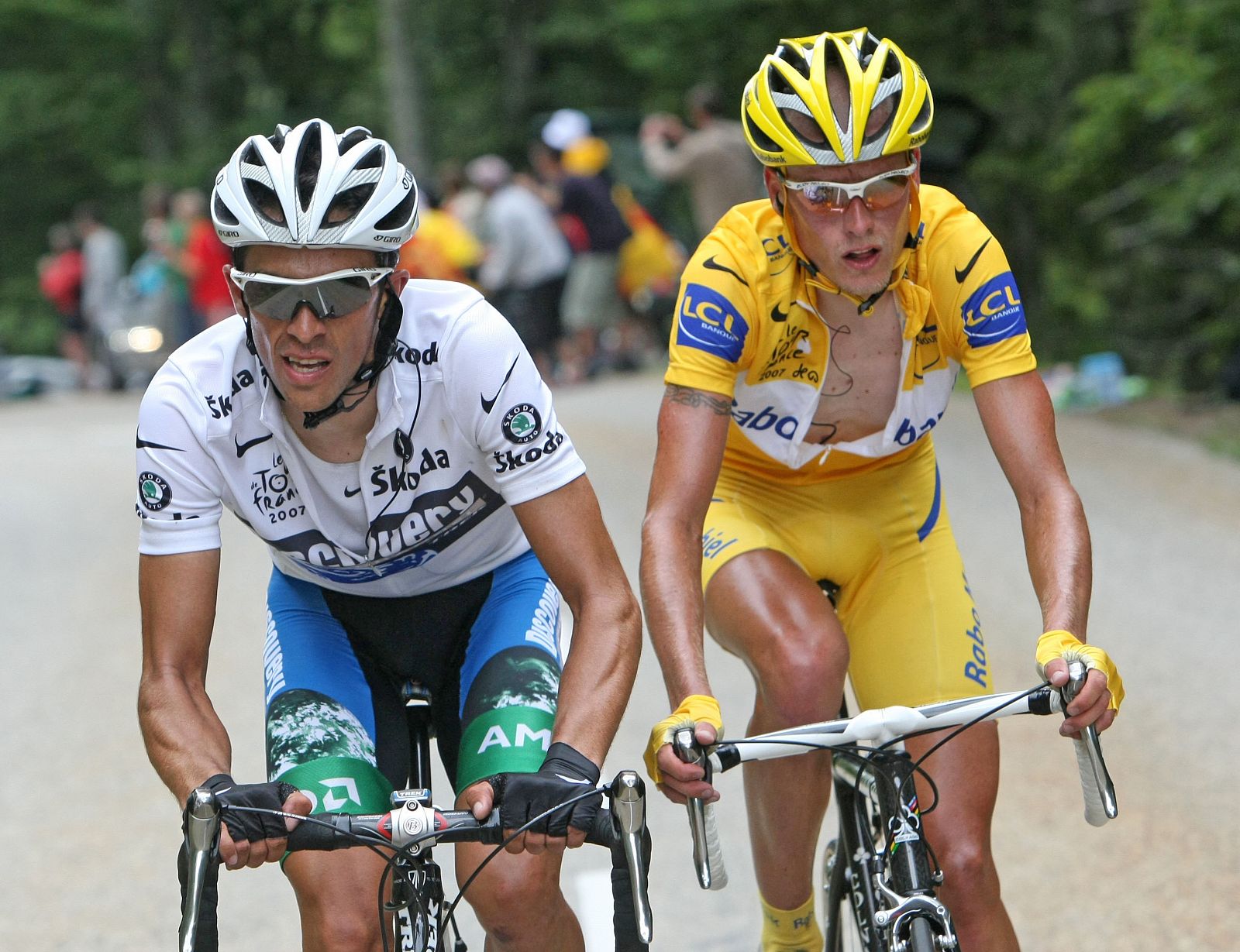 Contador y Rasmussen durante su duelo en el Tour 2007.