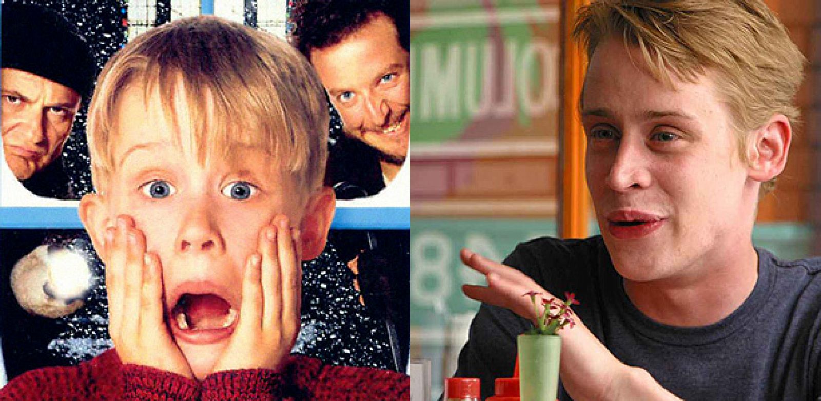 Macaulay Culkin cumple 30 años. A la Izquierda en 'Sólo en casa', con 9 años, y a la derecha en su última película 'Sex and breakfast, con 29