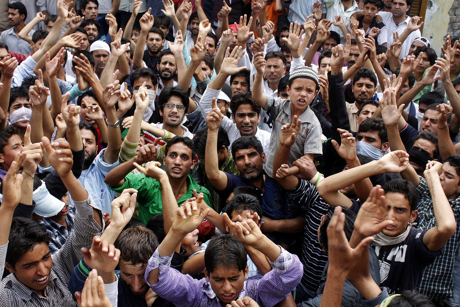 Musulmanes de Cachermira durante en una de las manifestaciones