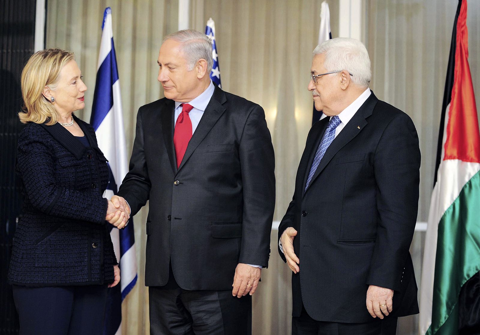 El presidente de Palestina, el primer ministro israelí y la secretaria de Estado de EE.UU. en Jerusalén
