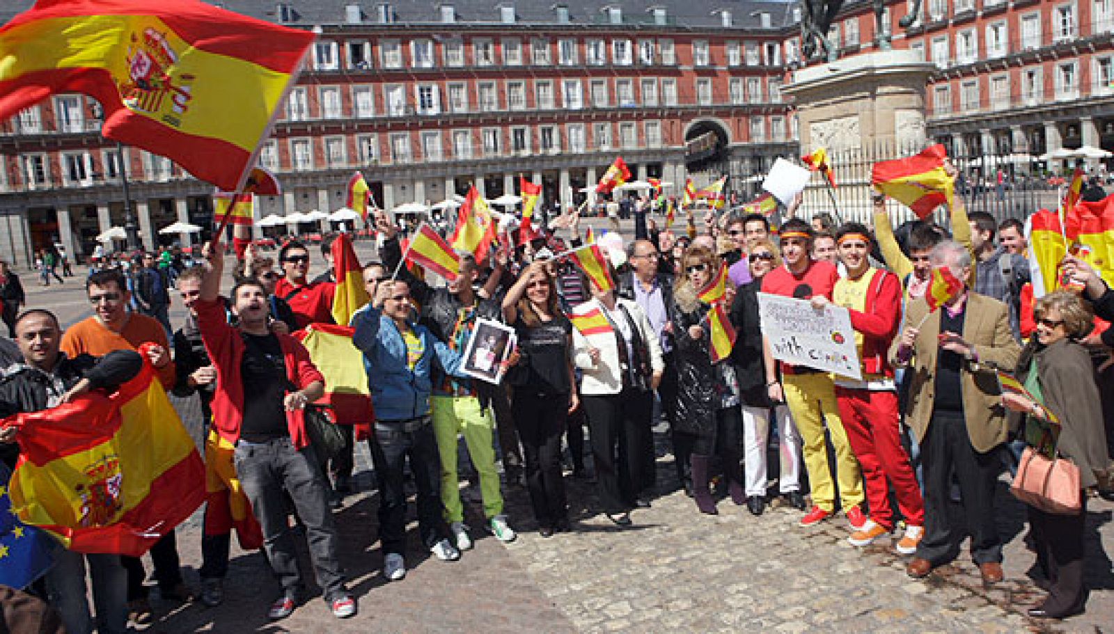 Eurofans españoles, durante la grabación de la postal eurovisiva de 2010.