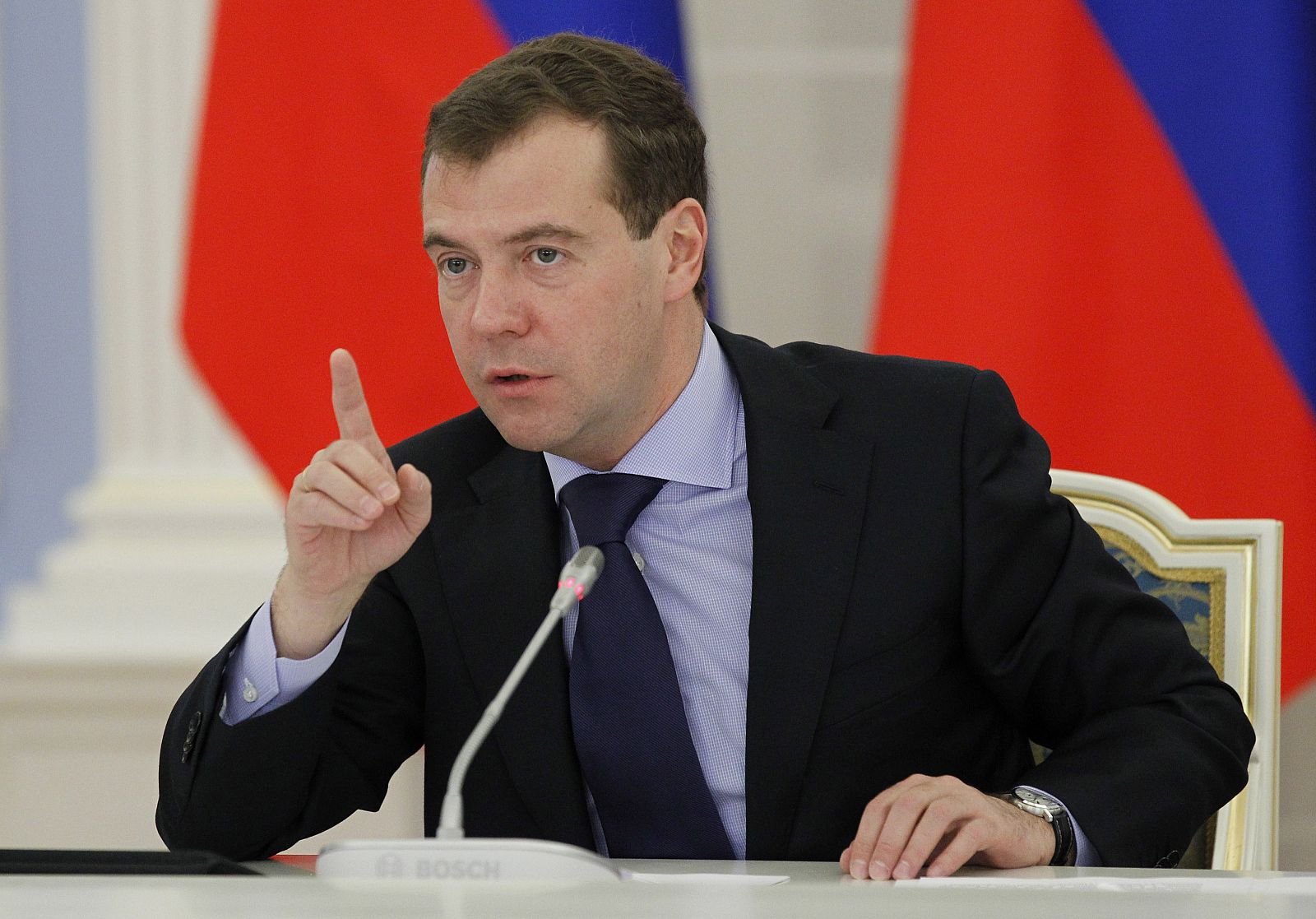 El presidente ruso, Dmitri Medvédev, durante su rueda de prensa