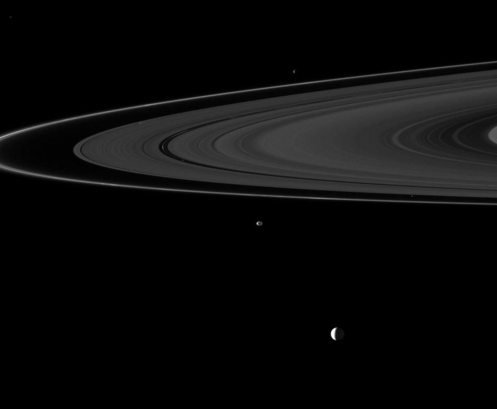 Imagen de los anillos de Saturno captada por la sonda Cassini.
