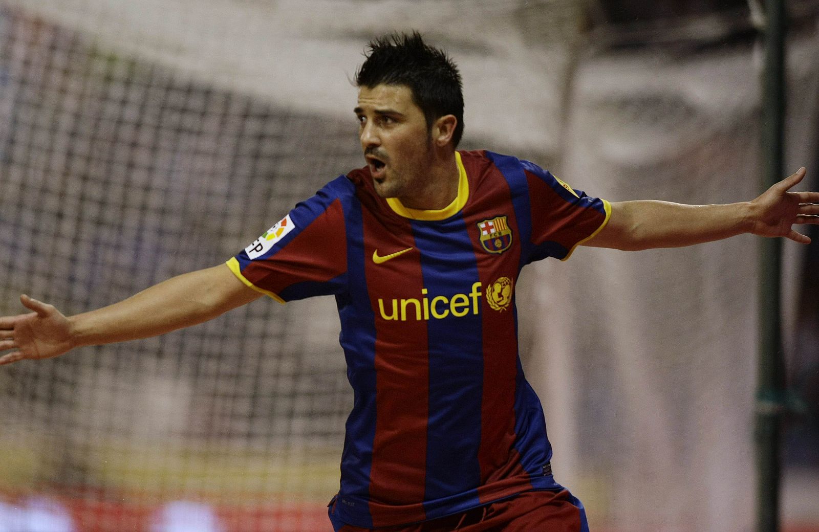 David Villa celebra su gol número 150.