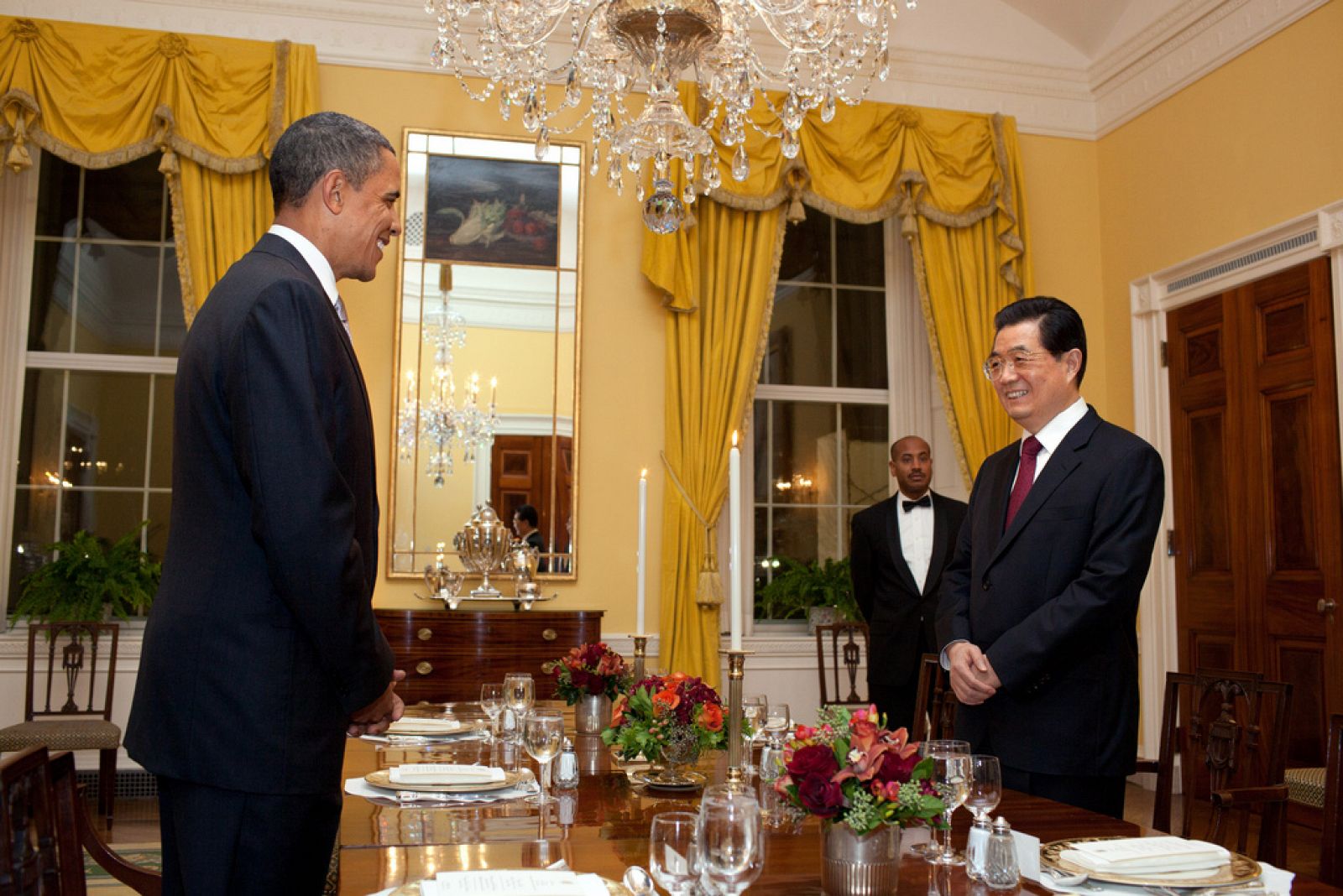 Obama y Hu en la cena privada que celebraron este martes.