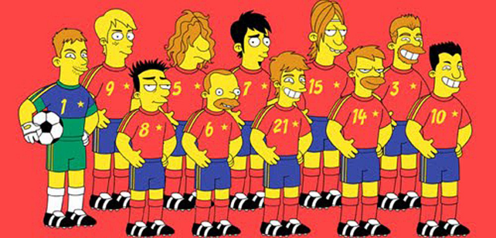 El dibujo que se ha filtrado en internet caracteriza a los jugadores de la selección española como personajes de los Simpson.