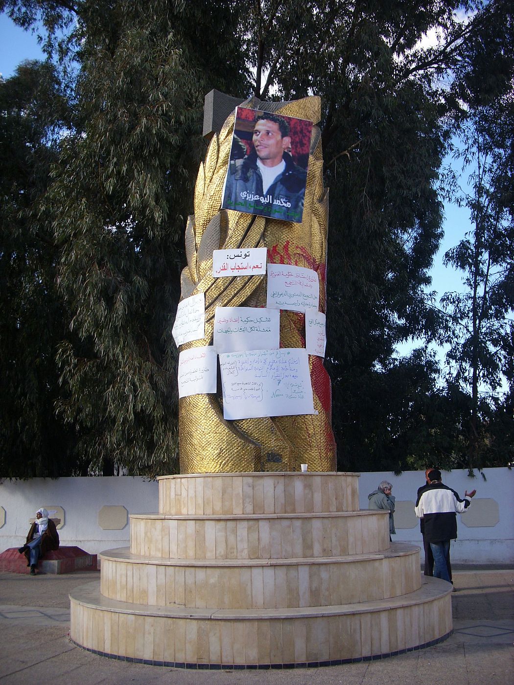Los retratos de Mohamed Bouazizi sustituyen a los del líder depuesto Ben Alí
