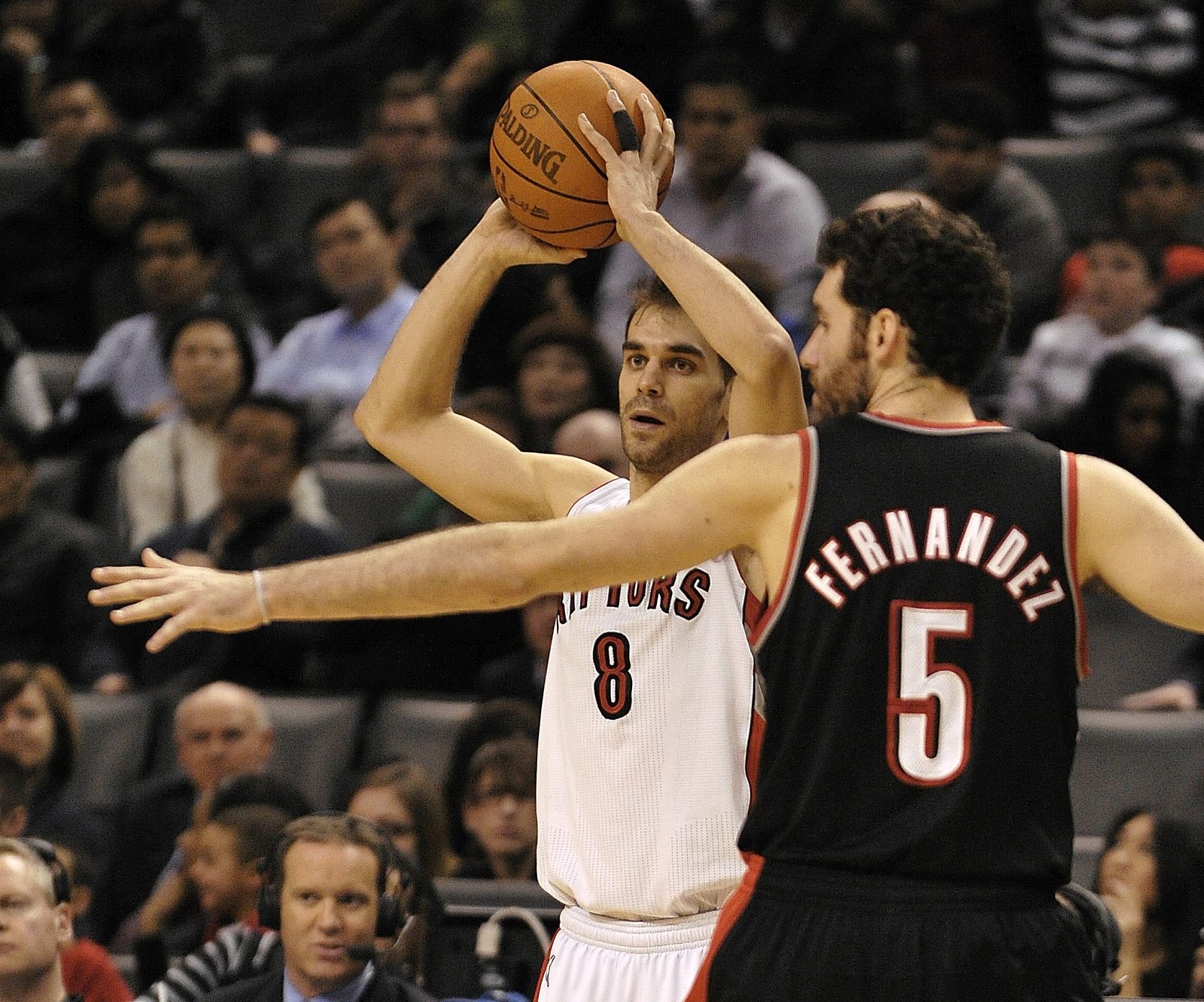 Los españoles en la NBA, el jugador de los Blazers, Rudy Fernández, y el jugador de los Raptors, José Calderón.