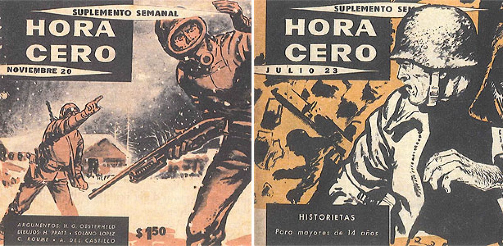 Fragmentos de portadas de 'Hora cero', donde se publicó 'El eternauta', de Oesterheld y Solano López