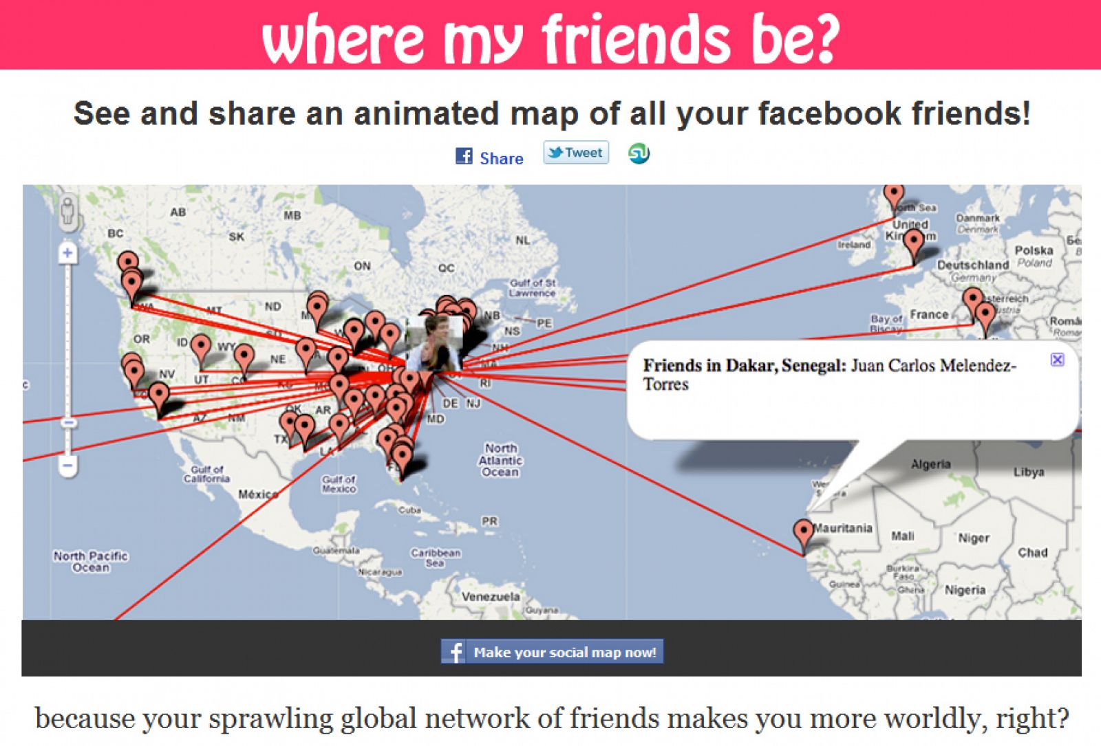 Una nueva aplicación que sitúa a tus amigos de Facebook en un mapa