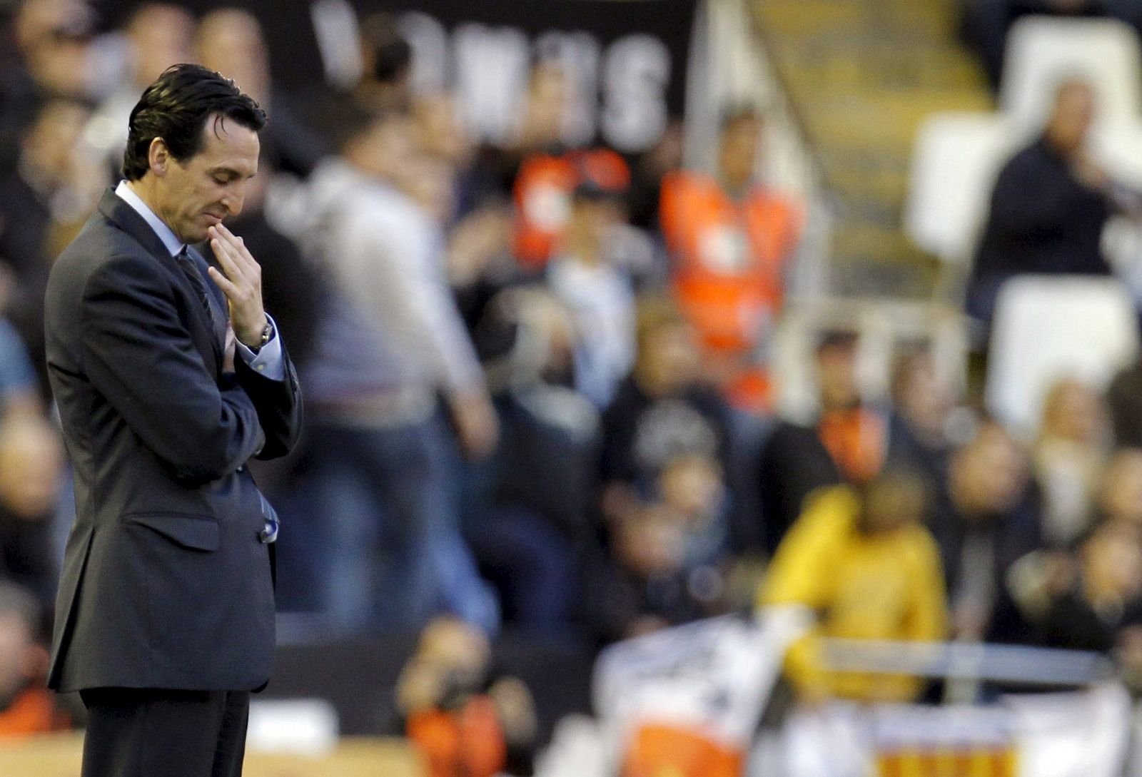 El entrenador del Valencia CF, Unai Emery, durante el partido.