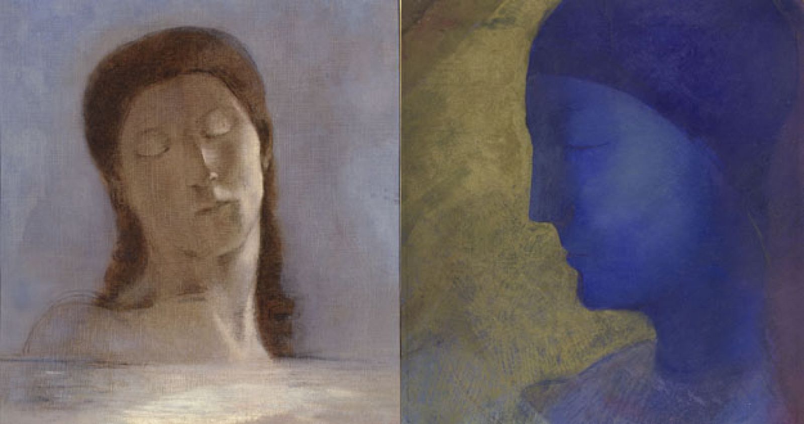 'Ojos cerrados' y 'La celda de oro', dos de las obras de Odilon Redon que pueden verse en el Grand Palais de París.