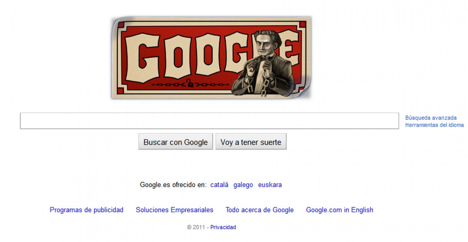 Uno de los pocos trucos que se le resiste a Houdini, el 'doodle' de Google, del que no puede escapar