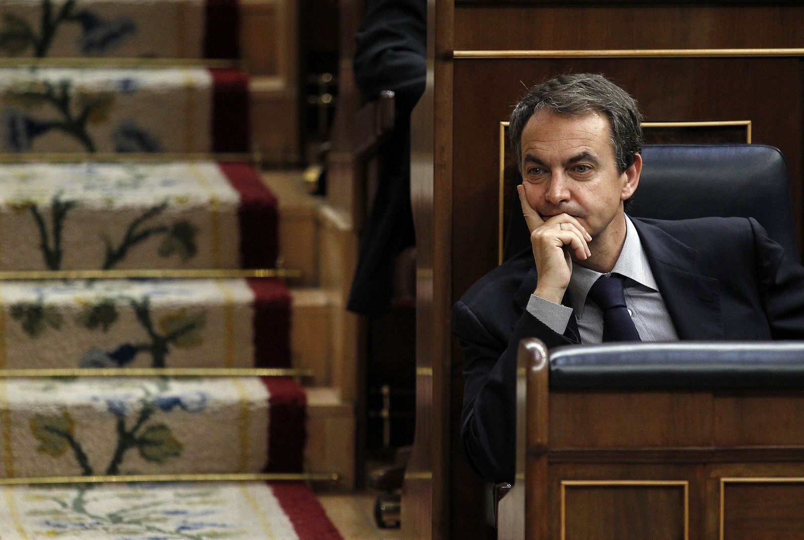 Spain's Prime Minister Rodriguez Zapatero attends a parliamentary session at Spanish parliament in Madrid