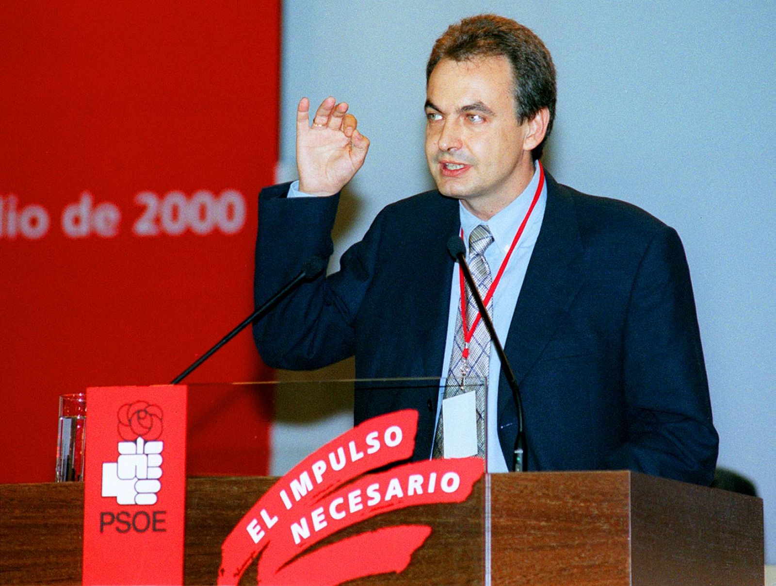 José Luis Rodríguez Zapatero, durante el congreso del PSOE celebrado en el año 2000, en el que fue elegido Secretario General por primera vez.