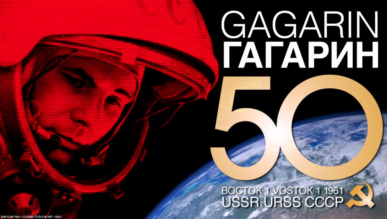 lustración conmemorativa para el 50º Aniversario del vuelo de Gagarin y 'La Yuriesfera'