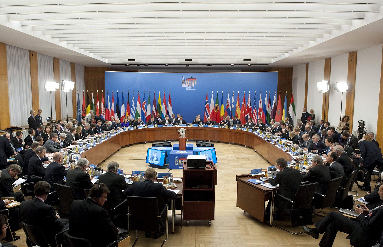 Imagen de la reunión de los ministros de Exteriores de la OTAN en Berlín
