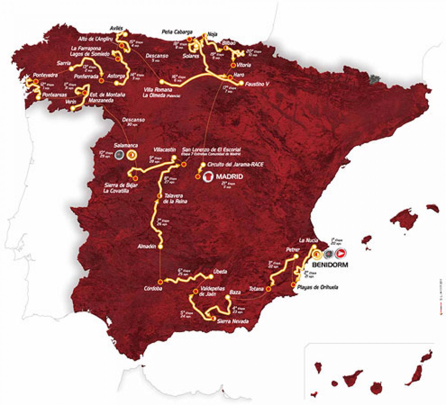 Mapa con el recorrido de la Vuelta a España 2011