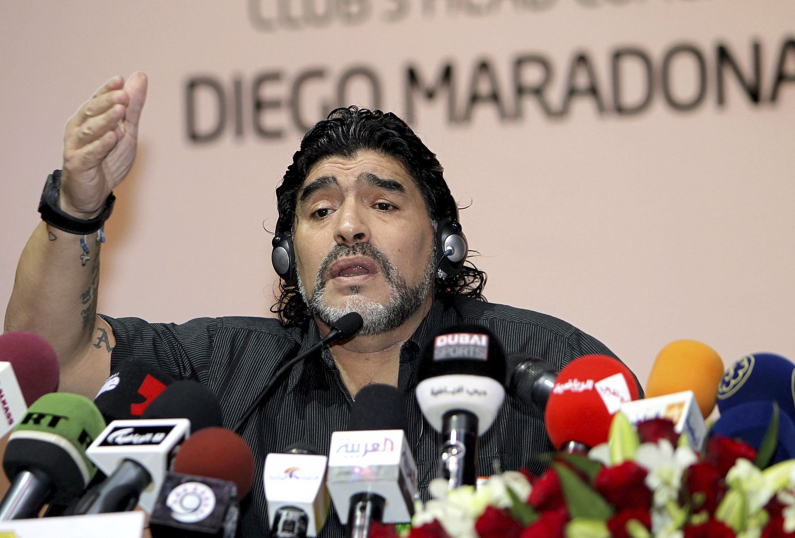 Maradona, en la presentación como nuevo técnico del Al Wasl de Dubai