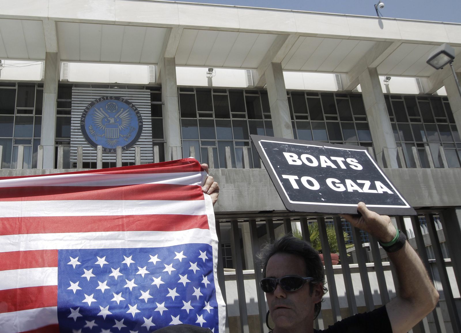 Activista de "The Audacity of Hope", (l"a audacia de la esperanza"), el barco estadounidense que integra la segunda flotilla de la Libertad.