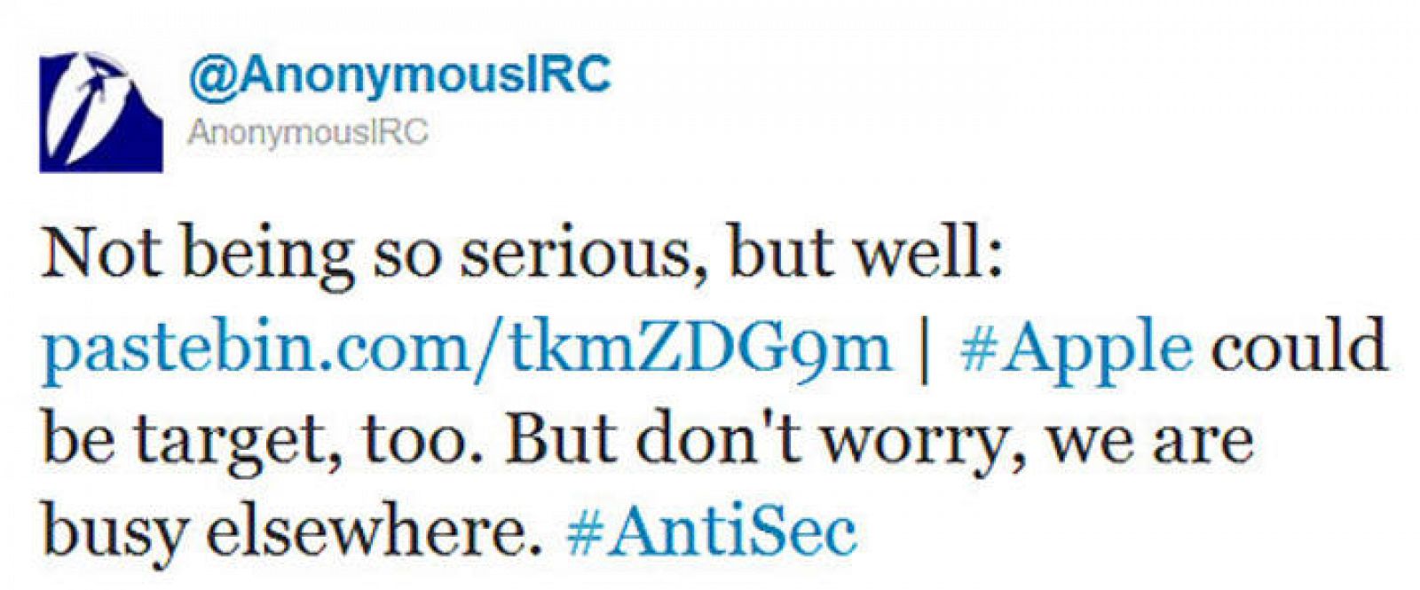 Anonymous ha reivindicado el ataque a través de su cuenta de Twitter