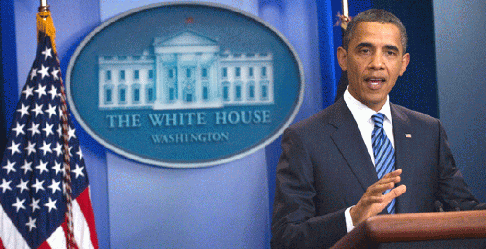 El presidente Barack Obama durante su breve interveción en la Casa Blanca el 5 de julio de 2011