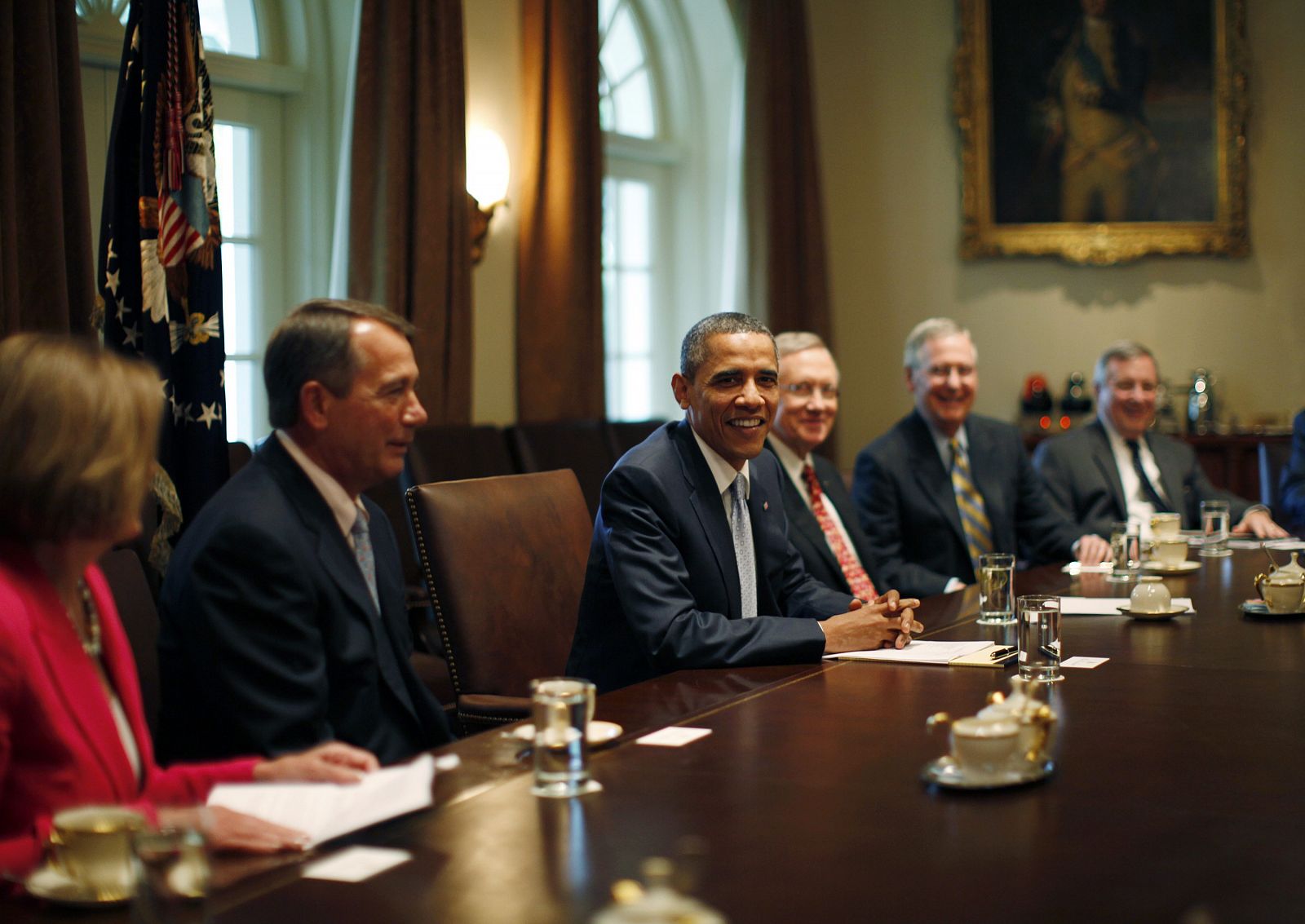 U.S. President Barack Obama conducts a meeting on deficit reduction in Washington