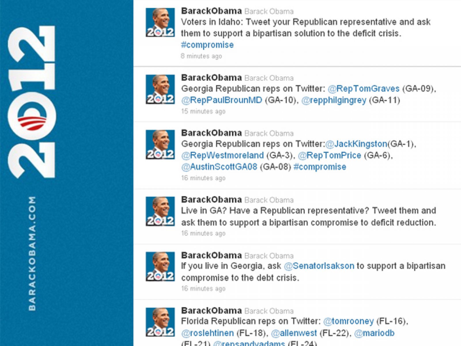 Obama pide a los twitteros que presionen a los congresistas para llegar a un acuerdo