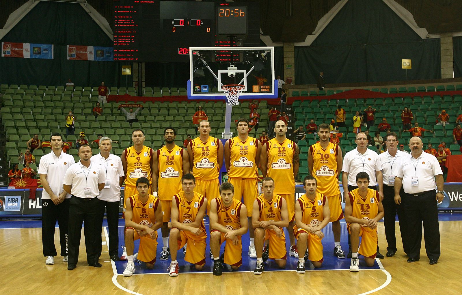 La selección macedonia, en un partido de preparación del Eurobasket.